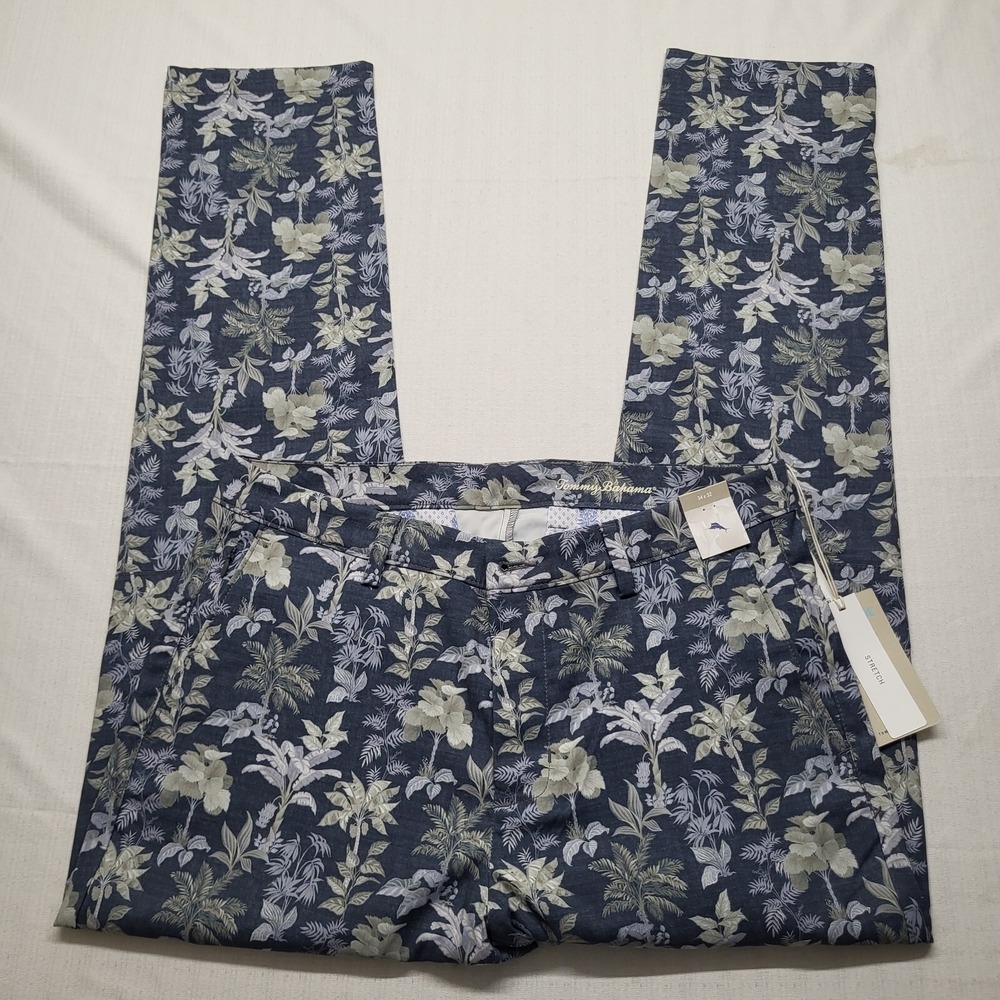 Tommy Bahama Island Zone Pants Mens 34/31 Blue Performance Golf Stretch Floral
